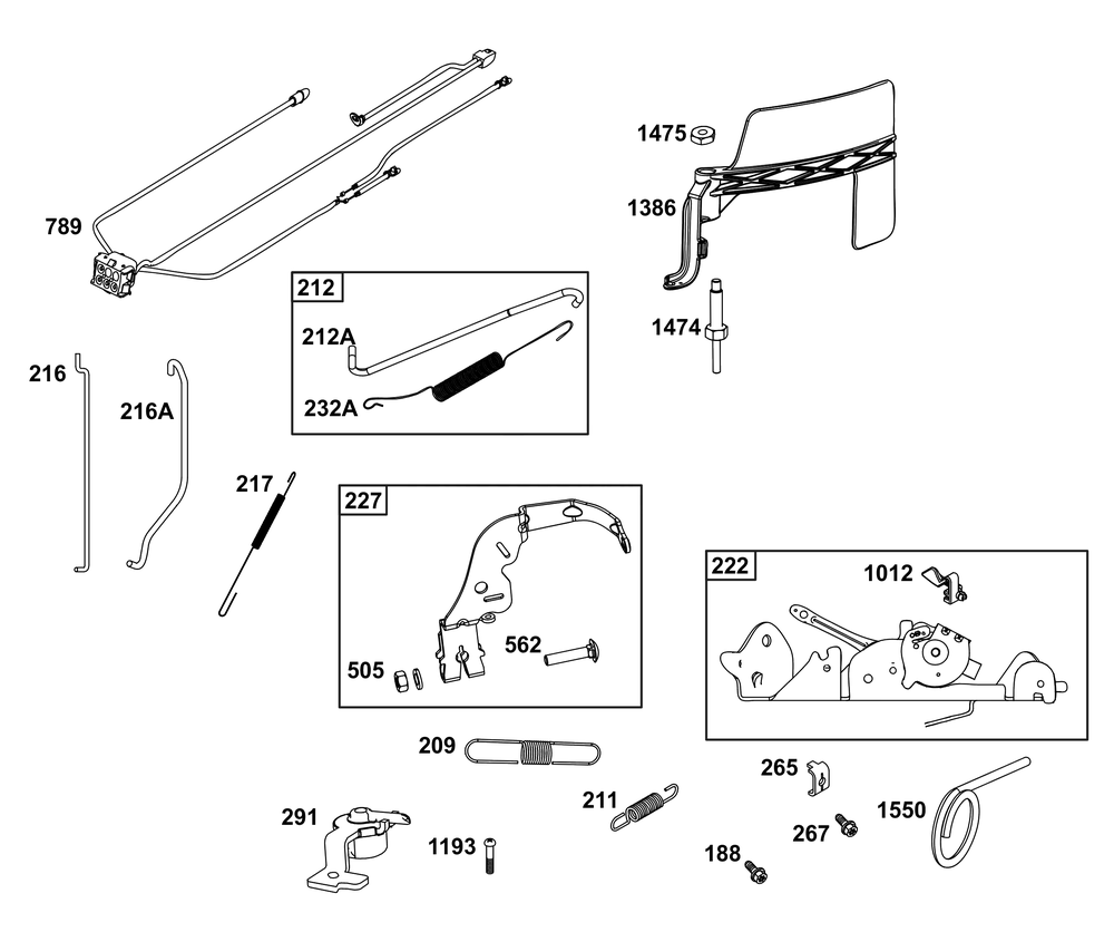 Controls Group Diagram and Parts List for 40N777-0031-B5 400000 - 699999 Briggs and Stratton Engine